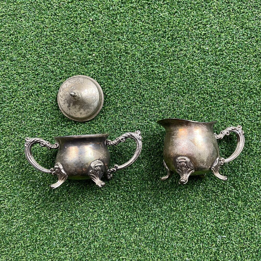 Vintage International Silver Company Footed Creamer and Sugar Bowl Sets